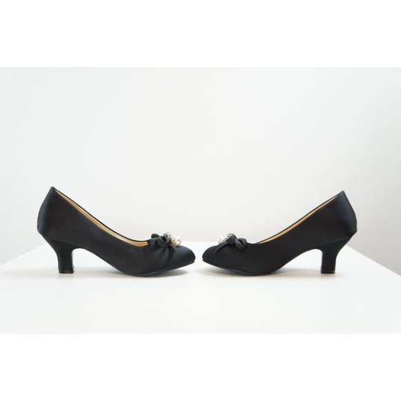 Badgely Mishka Pumps, Black Satin - Picture 3 of 5